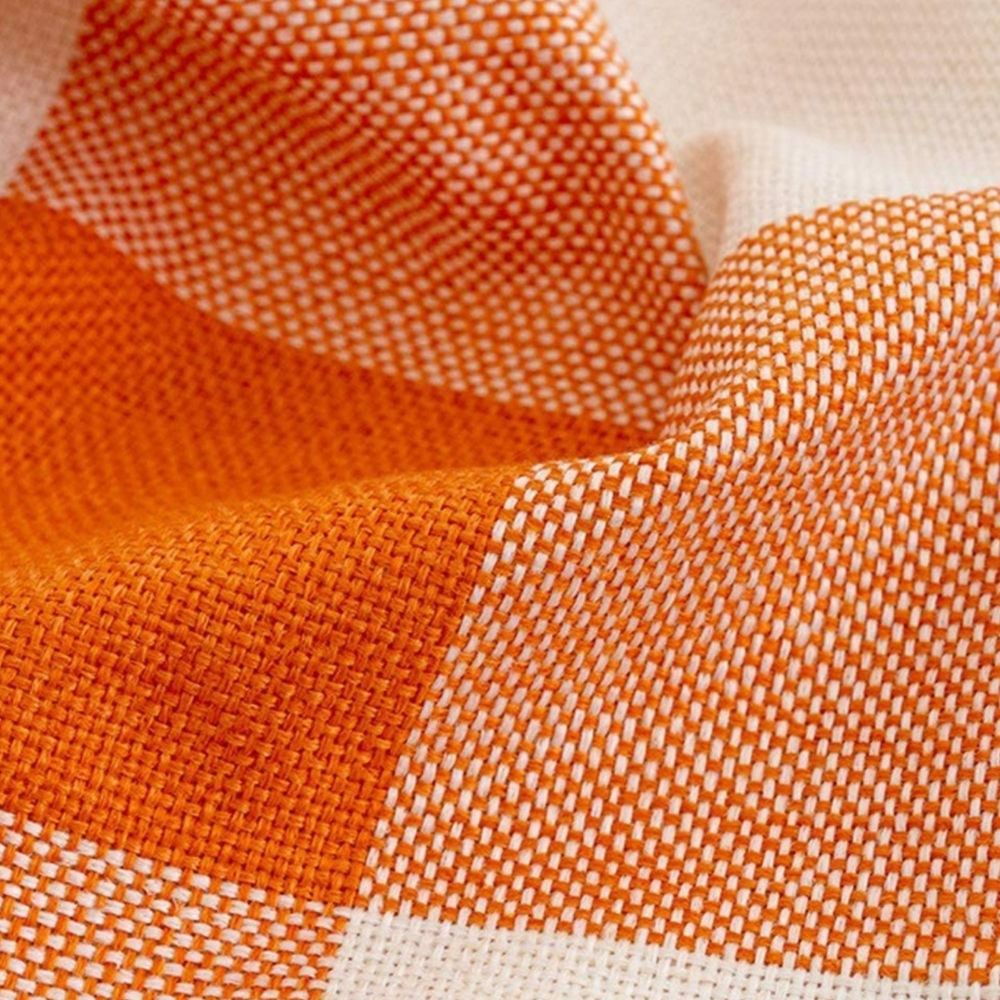 Set of 2 Rustic Farmhouse Buffalo Plaid Pillow Covers Orange Cream 18x18 - Picture 2 of 5